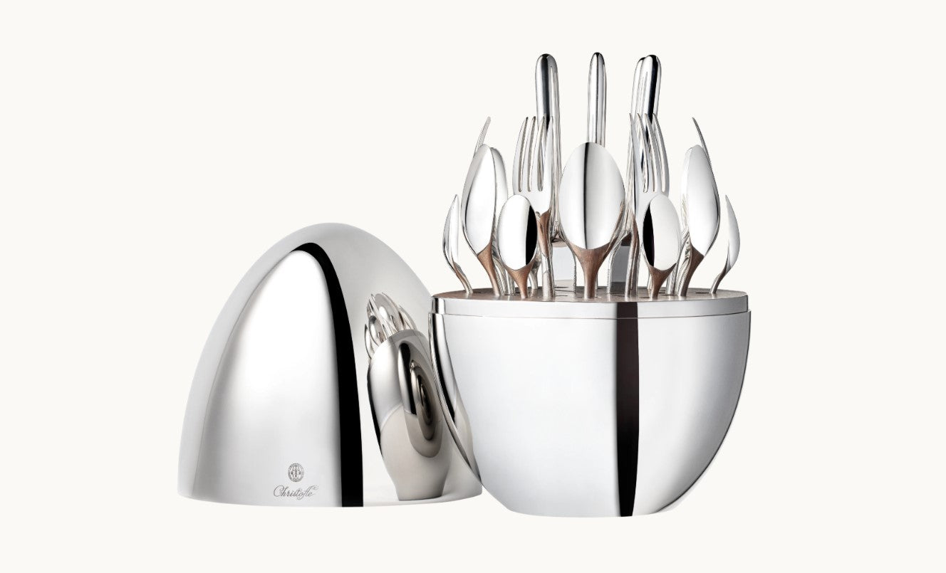 MOOD – 24-teiliges versilbertes Besteckset mit Design-Etui