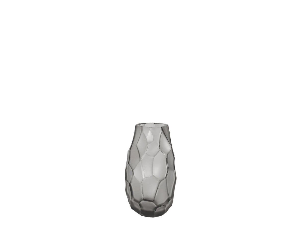 Lalique Feuerstein – Flint – Kleine Vase aus grauem Kristall