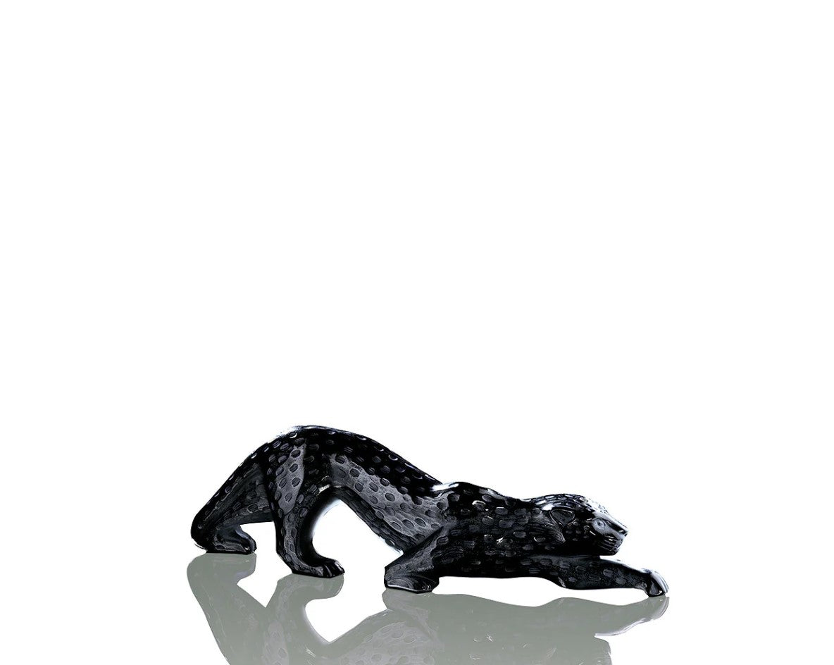 Lalique Zeila Panther – Große Skulptur, Schwarzes Kristal