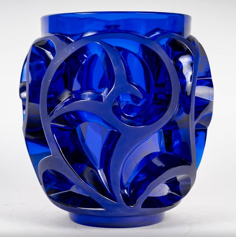 Lalique Tourbillons – Limitierte Vase in Cap-Ferrat Blau Limitierte Edition: 441/999 Exemplare