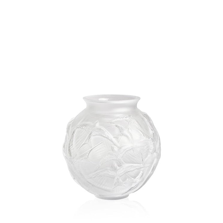 Lalique Hirondelles – Vase aus klarem, satiniertem Kristall