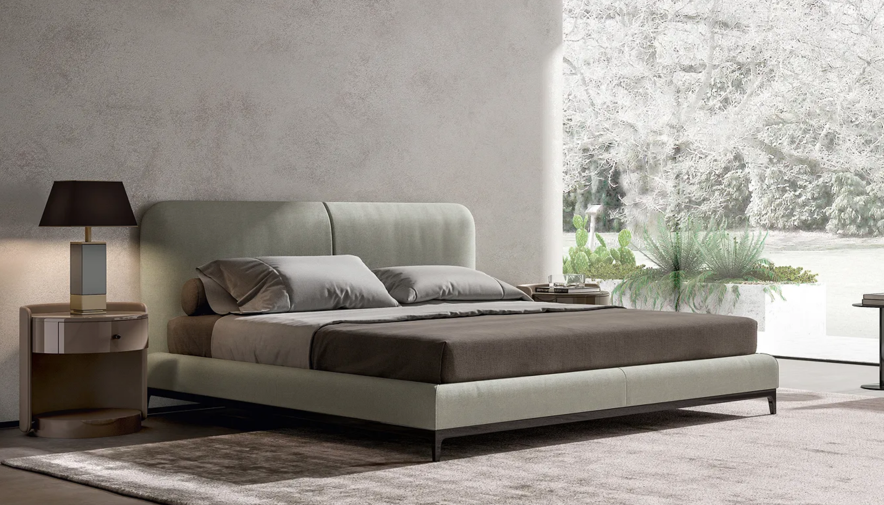 Nachttisch Dolmen with Leather