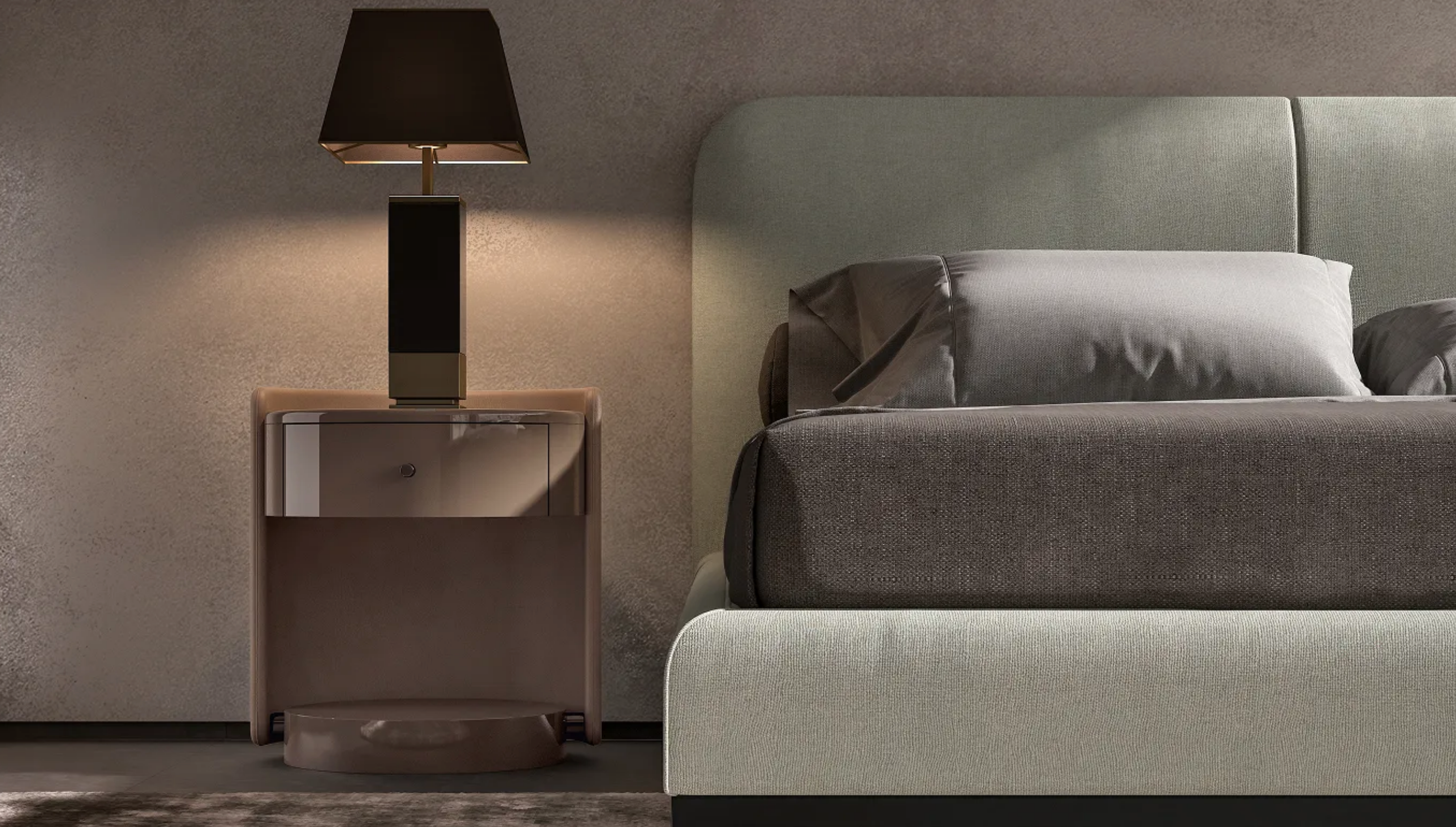 Nachttisch Dolmen with Leather