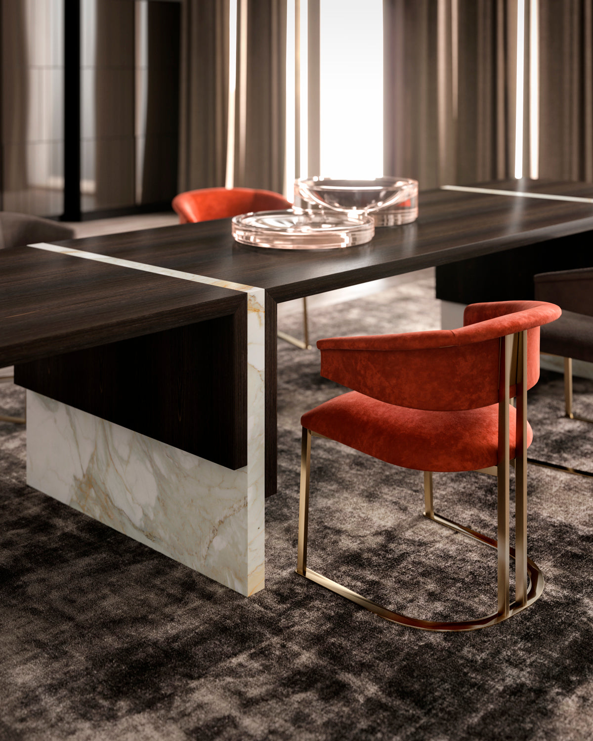 Cosmo dining table with marble detail