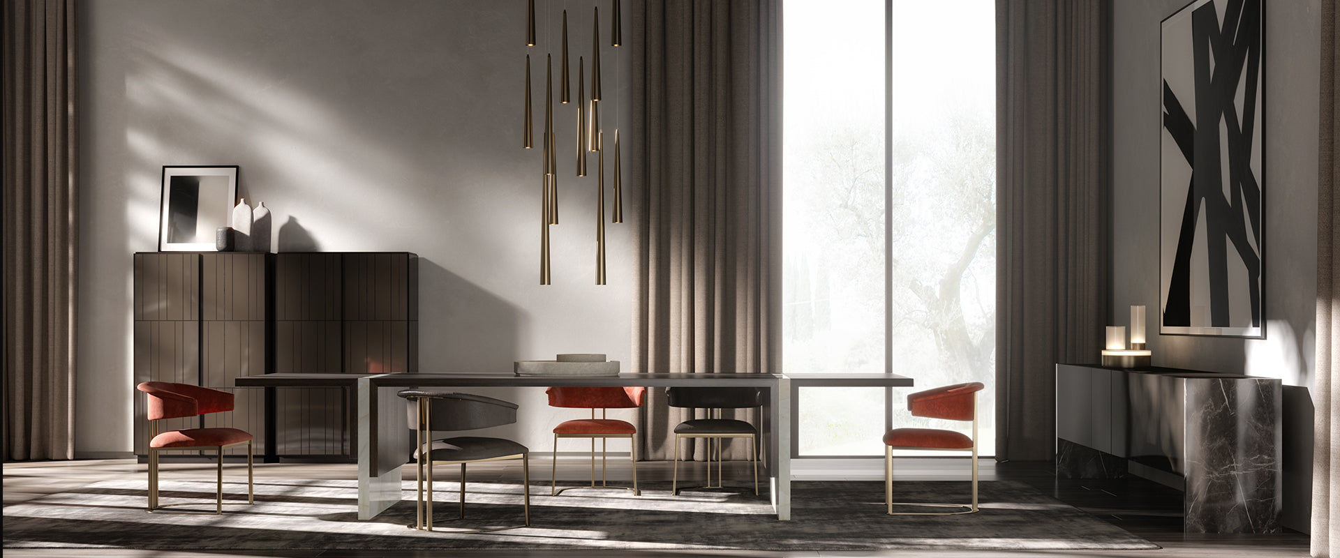 Cosmo dining table with marble detail