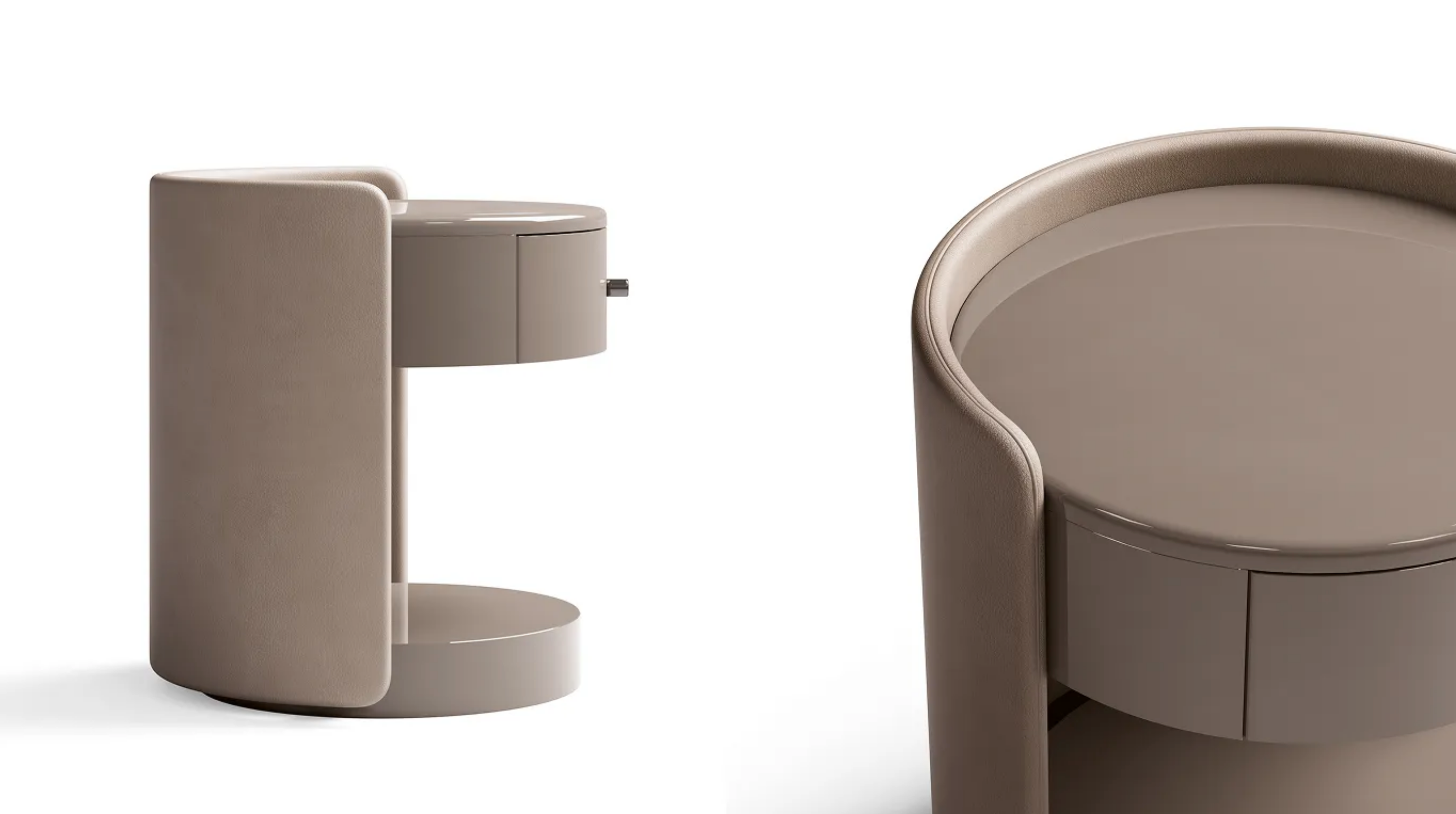 Dolmen bedside table with leather