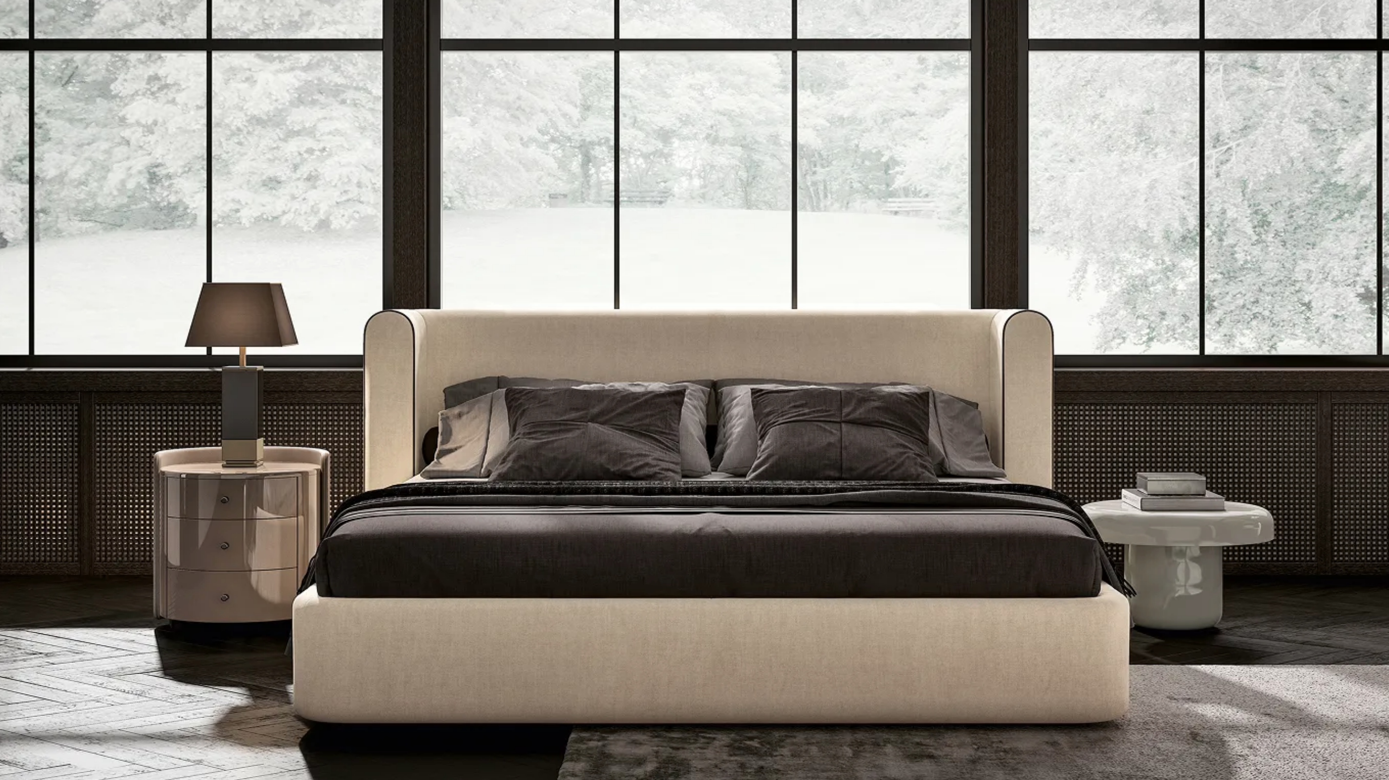 Nachttisch Dolmen with Leather